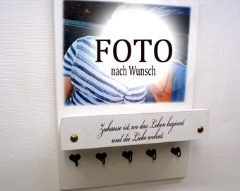 Personalisiertes Schlüsselbrett, Wandregal mit eigenem FOTO, persönliches Geschenk, Geschenkidee für Oma, Opa, Eltern, Mama, Papa, FAMILIE