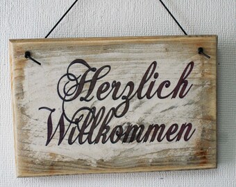 Herzlich Willkommen, Holzschild  Willkommen, shabby chic, Haustürdekoration