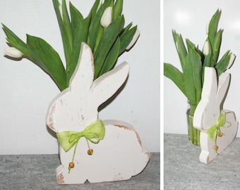 Osterhase aus Holz, weiß, shabby, Hasen, Holzhase, Frühjahrsdeko, Frühling OSTERN