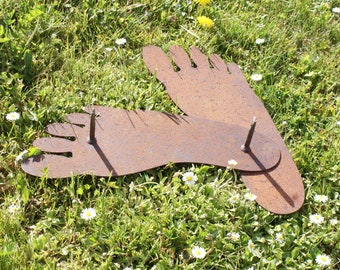 Footprints made of rust, 40 x 14 cm, filigree rust element, footprint
