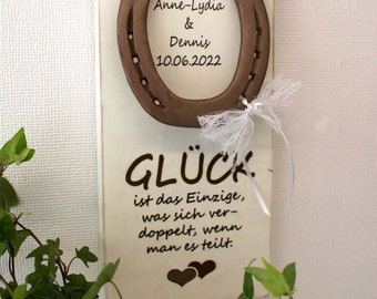 Horseshoe for a WEDDING, customizable lucky charm as a wooden sign, miracle, wedding, RIDER, LUCK