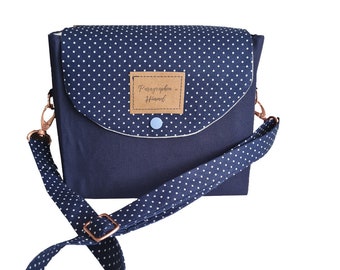 Shoulder bag for the Habersack - navy polka dots