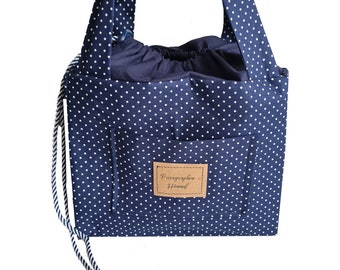 Carrying bag for the Habersack - navy polka dots