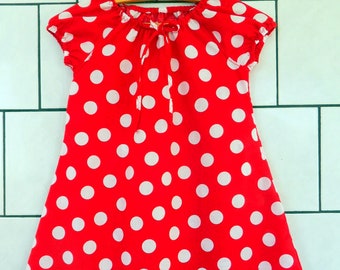 Punkte Dots rot weiß Pünktchenkleid Einschulung rot weiß