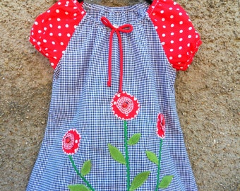 Blumen Kleid Tunika Bluse Marienkäfer Einschulung