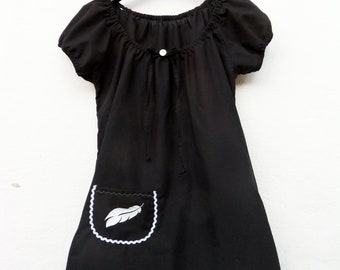 Feather Dress Tunic Black