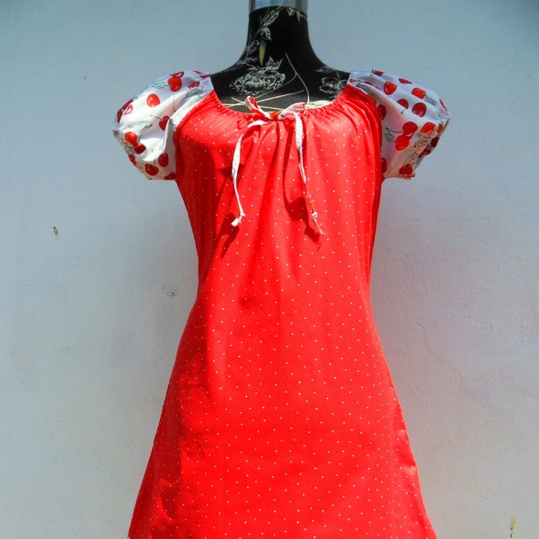 Kirschen cherry Kleid Tunika Rockabilly Punkte