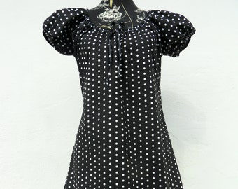 Kurzarm Kleid Punkte schwarz weiß Dots Pünktchen