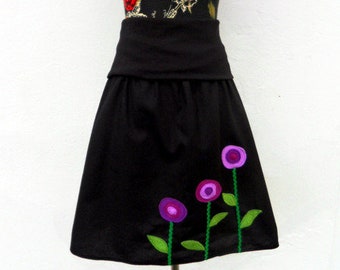 Flower skirt black purple desired size autumn skirt