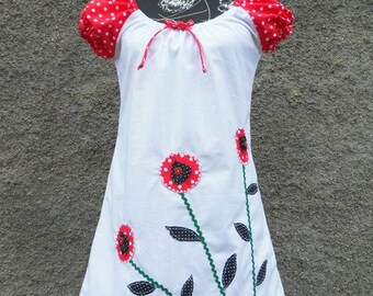 Pünktchen Kleid Hänger Blume Applikation Dots