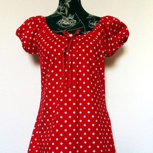 Short sleeve tunic short sleeves dots red white rockabilly image 1