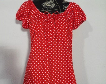 Dots dot Tunic Red white