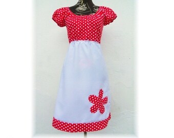 Short sleeve dot dots circles red white