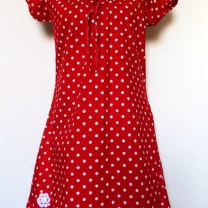 Short sleeve tunic short sleeves dots red white rockabilly image 2