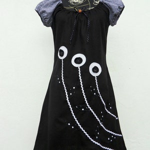 Kurzarmkleid Blumen Applikation schwarz Bild 2