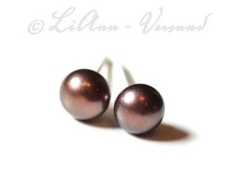 Ohrringe Chocolate aus MuschelkernPerlen Tropfen 925er Silber vergoldet Ohrringe Chocolate aus MuschelkernPerlen Tropfen 925er Silber vergoldet