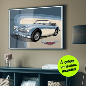 1964 Austin Healey 3000 | 4 instant download printable files | ideal for car enthusiasts of any age | for home, office, man cave or garage