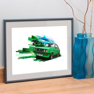 Fast Ford Escort RS2000 em impressão A4 verde