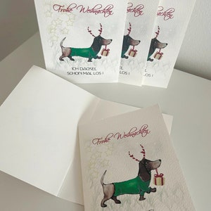 DACKEL Weihnachtskarte Frohe Weihnacht Klappkarte Love Hund Dachs Wurst Rauhaardackel Liebhaber TOP DIN 6 Umschlag