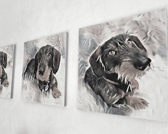 3-er Bild Set Dackel Dachshund Teckel Leichtschaumplatte Magnetbild OHNE NAGEL Magnethalterung Dackelliebe Dackelfreunde Hund Welpe Handmade