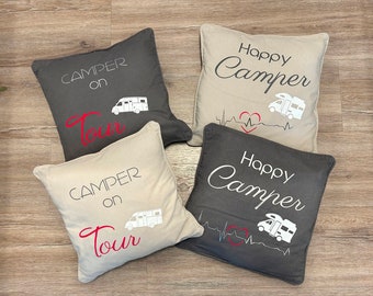 Housse de coussin camping-car camping-car 40 x 40 zip beige + housse de coussin gris