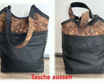 Sac en cuir véritable sac en cuir de liège sac à bandoulière fait à la main noir marron doublé design top IJ unique vintage liège cadeau de Noël