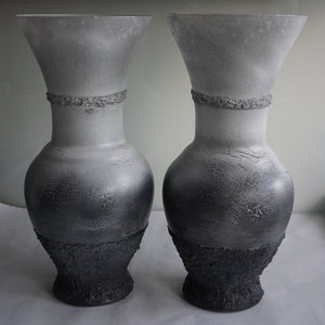 1 x XL Vase Beton Crackle Glas silber weiß grau Edel Weihnachten Geschenk UNIKAT Handarbeit Bild 1