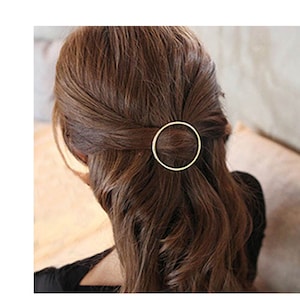 Circle Hair Clip Geometric Silver Hair Clip or Gold Metal Hair Clip Hairstyle Bridal Gift Hair