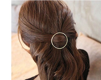 Circle Hair Clip Geometric Silver Hair Clip or Gold Metal Hair Clip Hairstyle Bridal Gift Hair