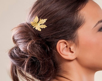 Maple Leaf Hair Clip Silver or Gold Metal Hair Clips Gold Leaf Clip Hairstyle Bridal Gift Hair Pin