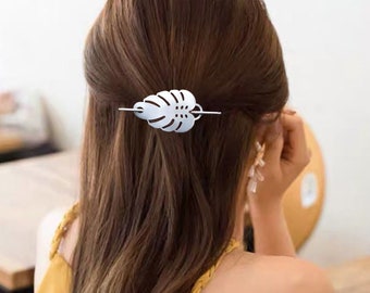 Silver Leaf Hair Clip Silver Gold Metal Hair Clip Hair Clip Hair Accessories Hair Stick Clip Leaves Gold Leaf