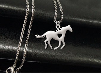 Necklace horse stainless steel pendant silver chain horse chain chain pendant horse stainless steel chain for women or children horse pendant