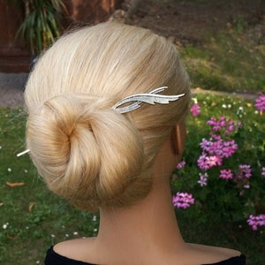 Hair stick feather leaf metal silver or gold hair clip hair accessories elegant hairstyle hairpin hair clip feathers leaves