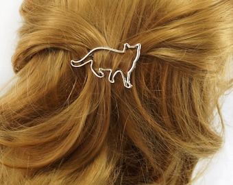 Cat hair clip silver or gold hair clip metal