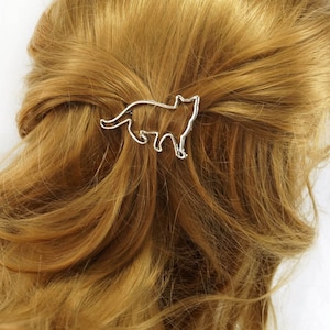 Cat hair clip silver or gold hair clip metal