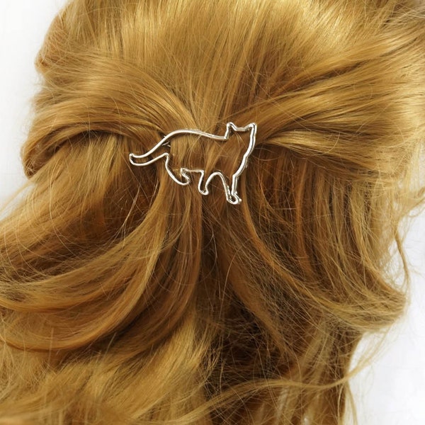 Cat hair clip silver or gold hair clip metal