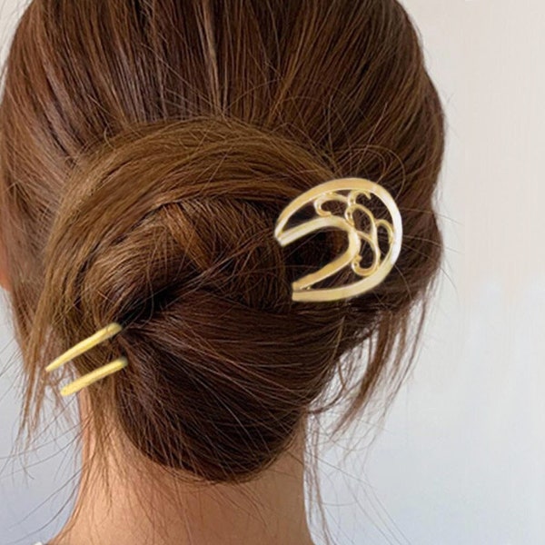 Hair stick silver or gold hair clip metal hair accessories elegant hairstyle hairpin hair clip