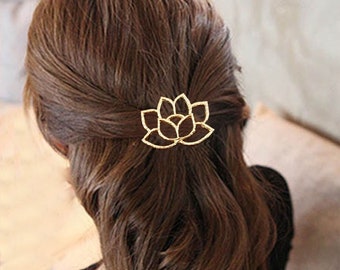 Lotus flower hair clip silver gold metal hair rose hair clip lotus flower gift hair lily water lily hairstyle lotus flower lily