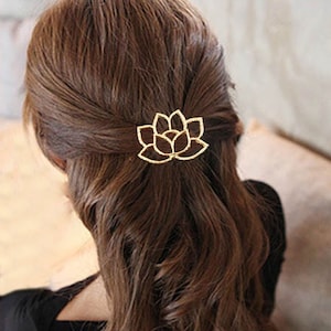 Lotus flower hair clip silver gold metal hair rose hair clip lotus flower gift hair lily water lily hairstyle lotus flower lily