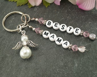 Keychain Guardian Angel Silver Angel Best Mom Pendant Gift Mother's Day