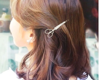 Hair clip scissors silver gold metal hair clip barrette stylist hairdresser hair hairstyle