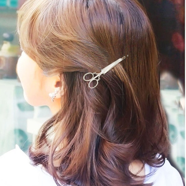 Pince à cheveux ciseaux argent métal doré pince à cheveux barrette styliste coiffeur coiffure coiffure