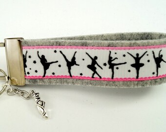 Lanyard Ballet Ballerina Pendant Keychain Felt Ribbon Gift for Dancer Lanyard