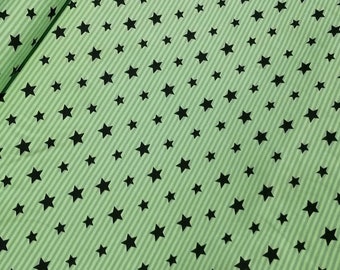 Jersey Sterne Streifen -grün/grau/schwarz- 0,5 m
