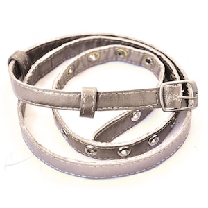 Slender silver leather belt image 1