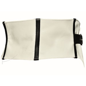 White and black and beige leather belt image 2