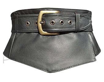 Black asymmetric leather belt II