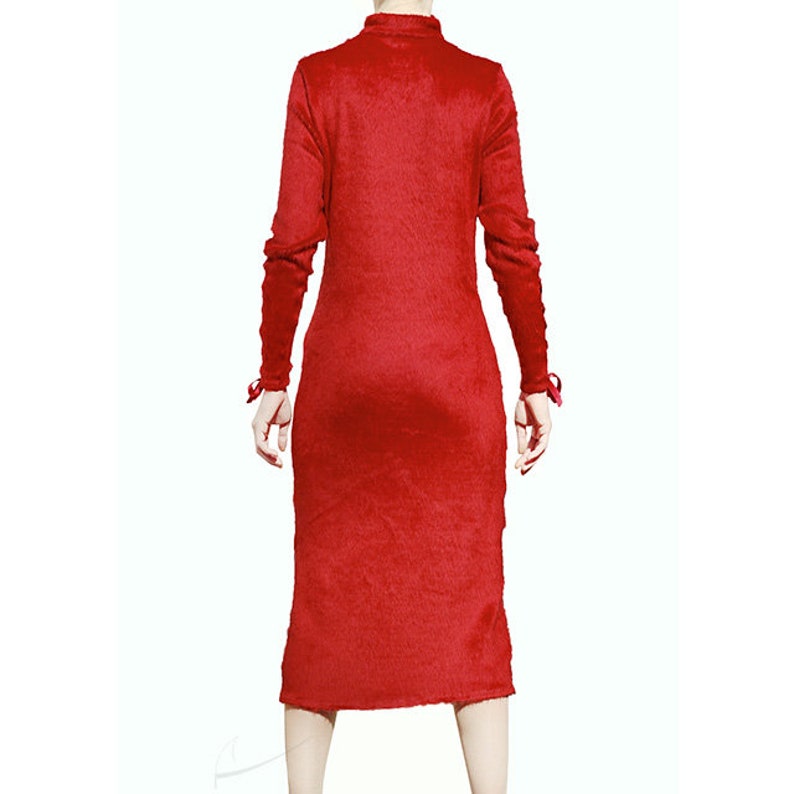 Red tie front dress image 3