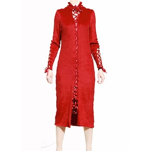 Red tie front dress image 1