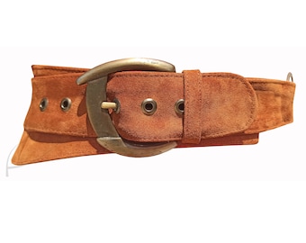 Chamois leather belt with metal ring II